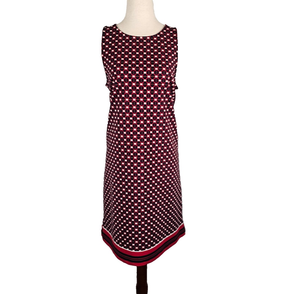 Banana Republic Stretch Shift‎ Dress Womens Geometric Red White Blue Size M EUC